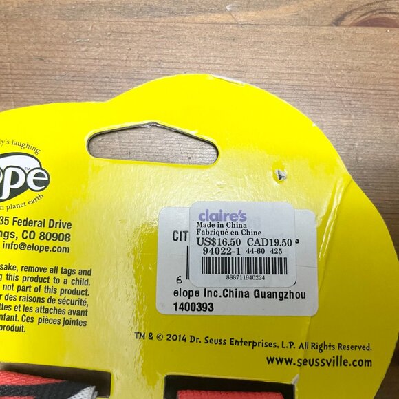 NWT Cat in the Hat Dr. Seuss Suspenders Claire's Adjustable OS - Picture 3 of 3